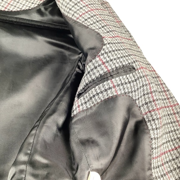 Zara Women’s Houndstooth Plaid Wool Blend Blazer with Suede Elbow Patches XS - Picture 5 of 16